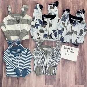 5 pairs 0-3 months Burts Bees pajamas